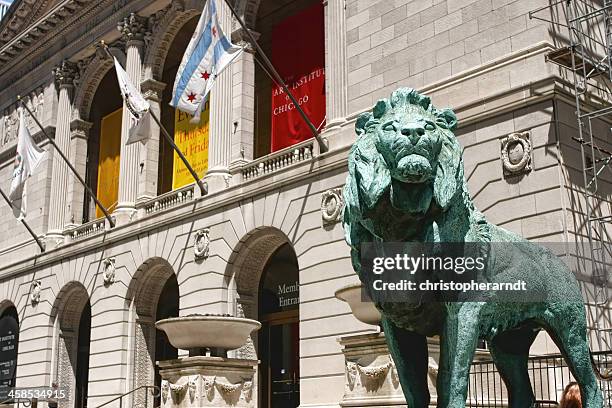 the art institute of chicago lions - chicago art museum stock pictures, royalty-free photos & images