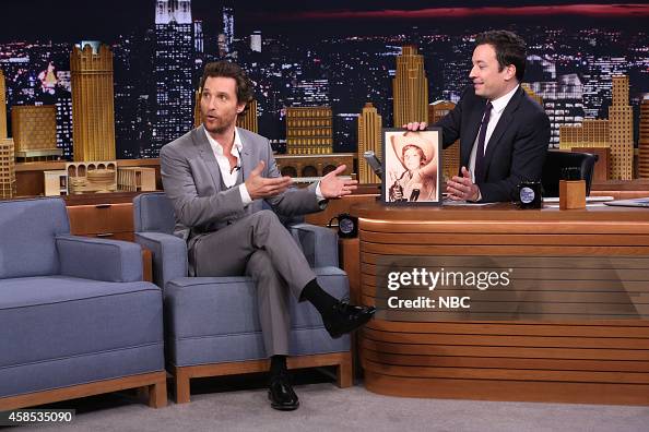 Actor Matthew McConaughey during an interview with host Jimmy Fallon