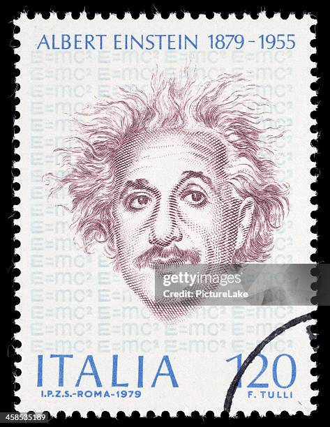 italy einstein postage stamp - albert einstein photo stockfoto's en -beelden