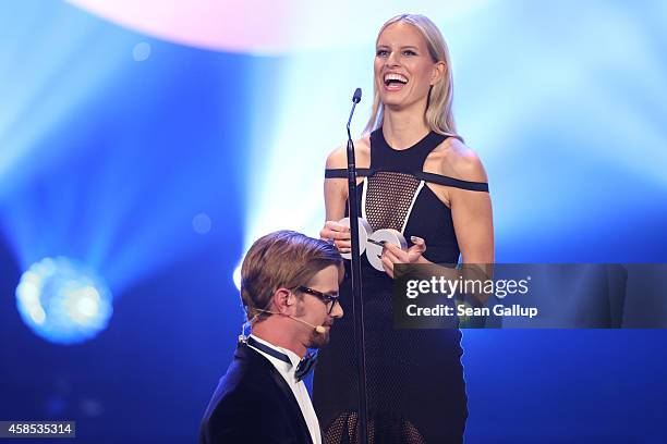 Joko Winterscheidt and Karolina Kurkova are seen on stage at the GQ Men Of The Year Award 2014 at Komische Oper on November 6, 2014 in Berlin,...