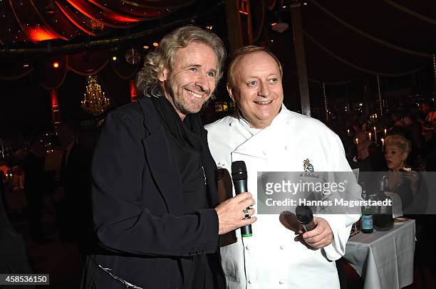 Thomas Gottschalk and Alfons Schuhbeck attend the Premiere - Schuhbecks Teatro on November 6, 2014 in Munich, Germany.