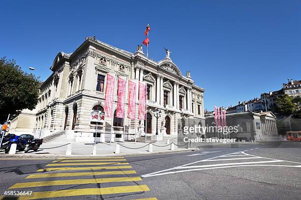 opera house in geneva, switzerland - grand theatre de geneve stock pictures, royalty-free photos & images