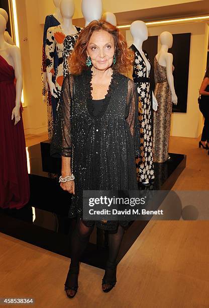 Diane Von Furstenberg attends the "Diane Von Furstenberg: Journey Of A Dress" exhibition at Phillips Gallery on November 6, 2014 in London, England.