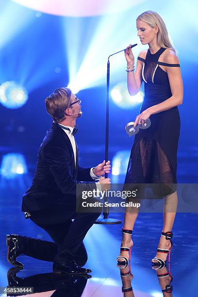 Joko Winterscheidt and Karolina Kurkova are seen on stage at the GQ Men Of The Year Award 2014 at Komische Oper on November 6, 2014 in Berlin,...