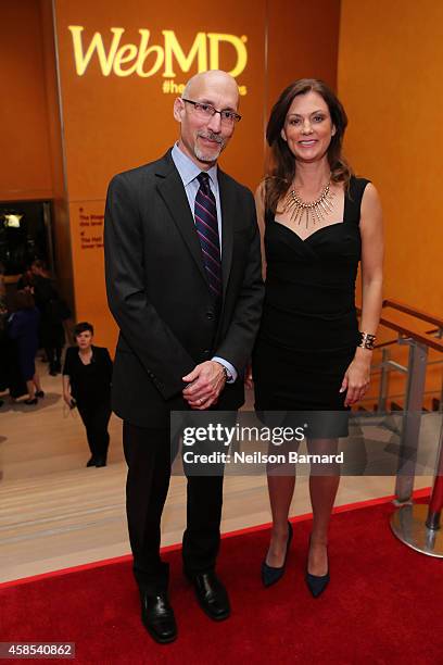 President of WebMD Steve Zatz, MD and Editor-in-Chief of WebMD Kristy Hammam arrives at the 2014 Health Hero Awards hosted by WebMD at Times Center...