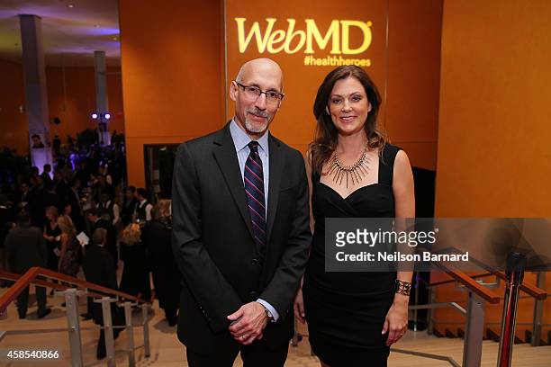 President of WebMD Steve Zatz, MD and Editor-in-Chief of WebMD Kristy Hammam arrives at the 2014 Health Hero Awards hosted by WebMD at Times Center...