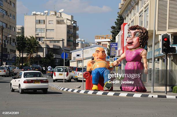 carnival caricatures. limassol - limassol cyprus stock pictures, royalty-free photos & images