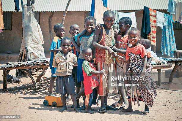 village kids. - gambia stock pictures, royalty-free photos & images