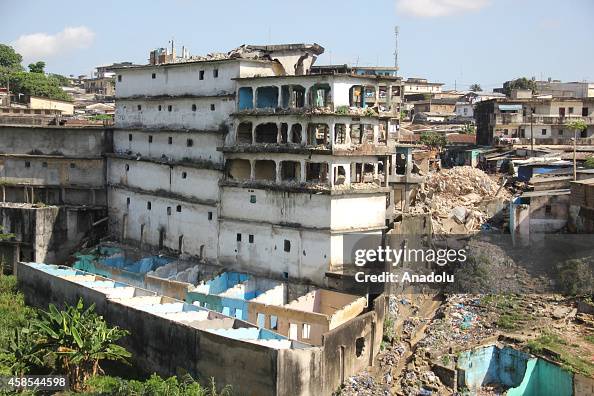 Atte Collapsed A view of the building collapsed during demolition work at Attecoube ...