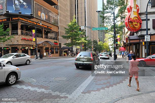 peachtree street in downtown atlanta, georgia - atlanta georgia map stock pictures, royalty-free photos & images