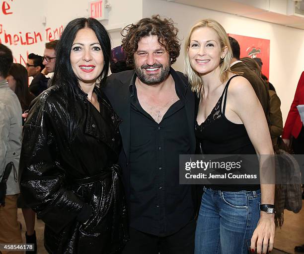 Fashion designer Catherine Malendrino, artist Domingo Zapata and actress Kelly Rutherford attend Domingo Zapata's A Bullfighter In New York / Un...