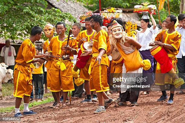 village people are celebrating opening of buddhist temple - cambodia water festival stock pictures, royalty-free photos & images