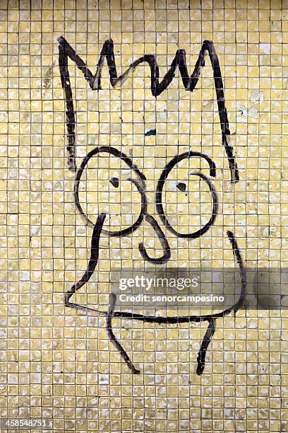 barcelona street art - bart simpson stock pictures, royalty-free photos & images