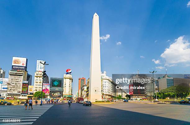 obelisk on plaza de la republica in buenos aires, argentina - obelisco stock pictures, royalty-free photos & images