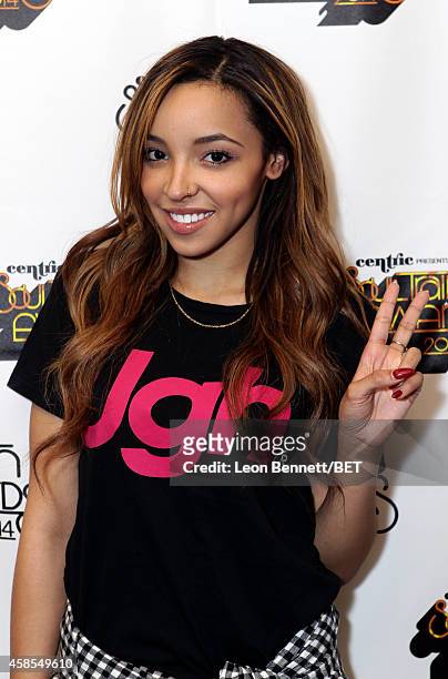 Recording artist Tinashe attends day 1 of the 2014 Soul Train Music Awards Gifting Suite at the Orleans Arena on November 6, 2014 in Las Vegas,...