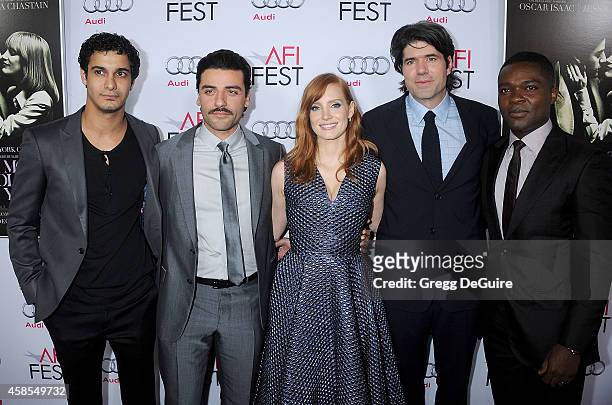Actors Elyse Gabel, Oscar Isaac, Jessica Chastain, director J.C. Chandor and David Oyelowo arrive at the AFI FEST 2014 Presented By Audi - Opening...