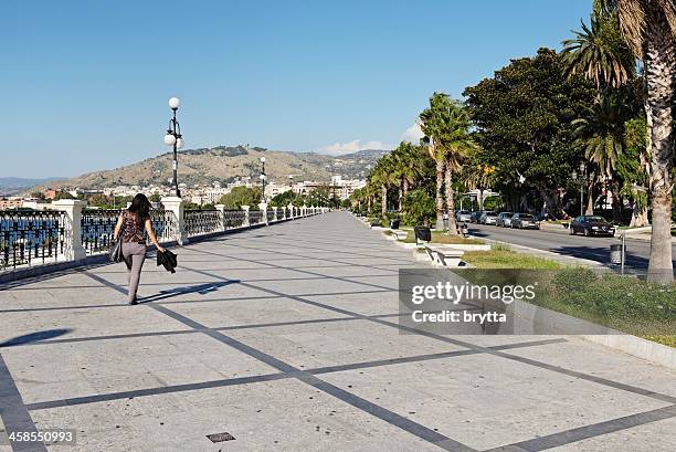 reggio di calabria promenade - reggio calabria stock pictures, royalty-free photos & images