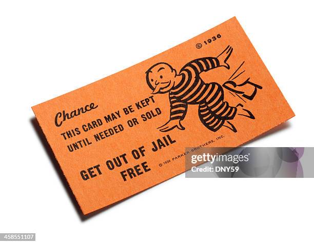 get out of jail free card - monopoly chance stock pictures, royalty-free photos & images