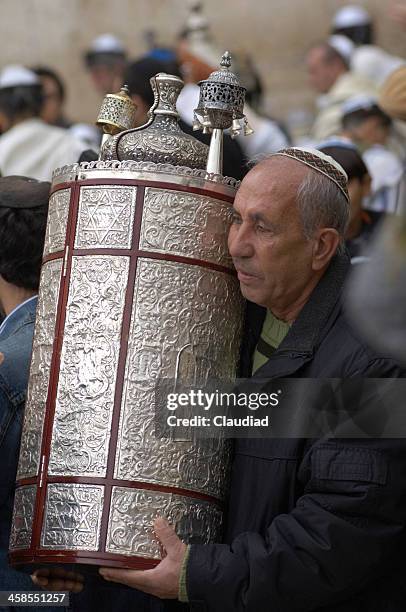 man carrying tora - torah dressed stock pictures, royalty-free photos & images