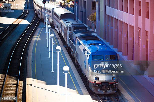 amtrak train at jack london square, oakland - amtrak stock pictures, royalty-free photos & images