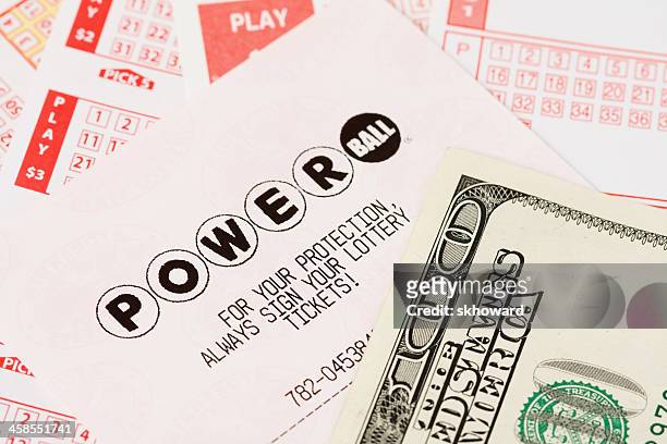 powerball lottery ticket - lottery ticket stock pictures, royalty-free photos & images