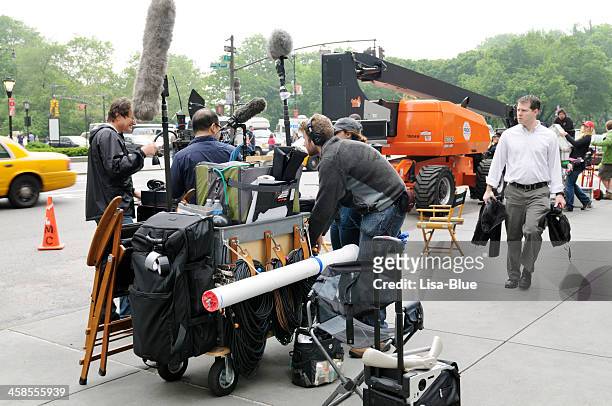 film crew,nyc - film director chair stock pictures, royalty-free photos & images