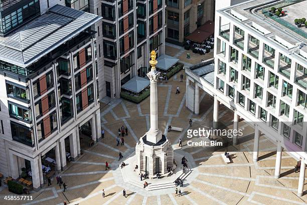 monument & paternoster square in london, uk - the monument stock pictures, royalty-free photos & images