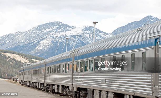 canadian via train in the rocky mountains - via stock pictures, royalty-free photos & images