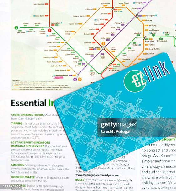 ez-link card and mrt plan, singapore - metro smart card stock pictures, royalty-free photos & images