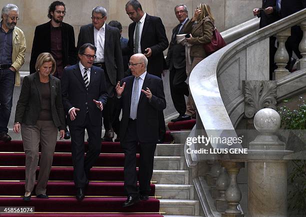 President of Catalonia's regional government Artur Mas , Catalan Parliament's president Nuria de Gispert and president of the National Pact on the...