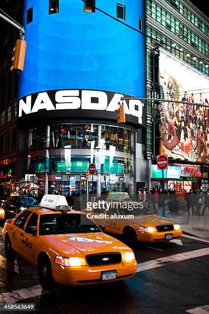 times square new york city - nasdaq stock pictures, royalty-free photos & images