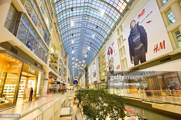 toronto, canada, eaton centre shopping mall - toronto sign stock pictures, royalty-free photos & images