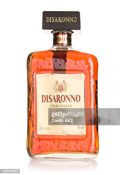 disaronno bottle - amaretto liqueur stock pictures, royalty-free photos & images