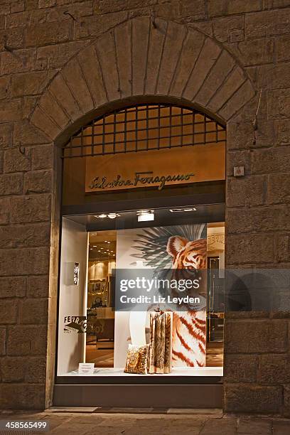 salvatore ferragamo flagship shop, florence, italy - salvatore ferragamo purse stock pictures, royalty-free photos & images