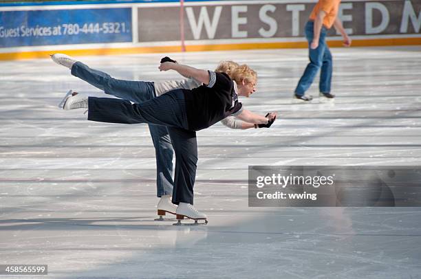 seniors skating ... west edmonton mall - west-mall-rink stock pictures, royalty-free photos & images