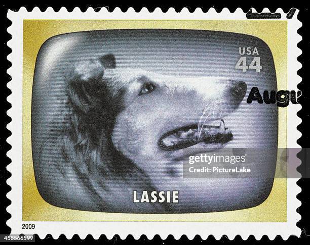 usa lassie postage stamp - episodes stockfoto's en -beelden