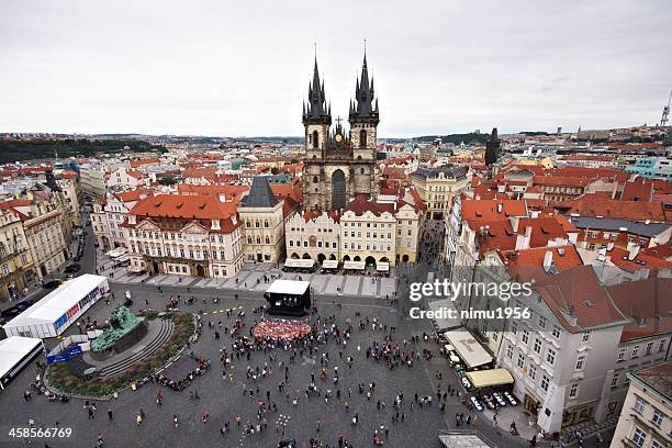 old town square from above. prague. - hockey city classic stock pictures, royalty-free photos & images