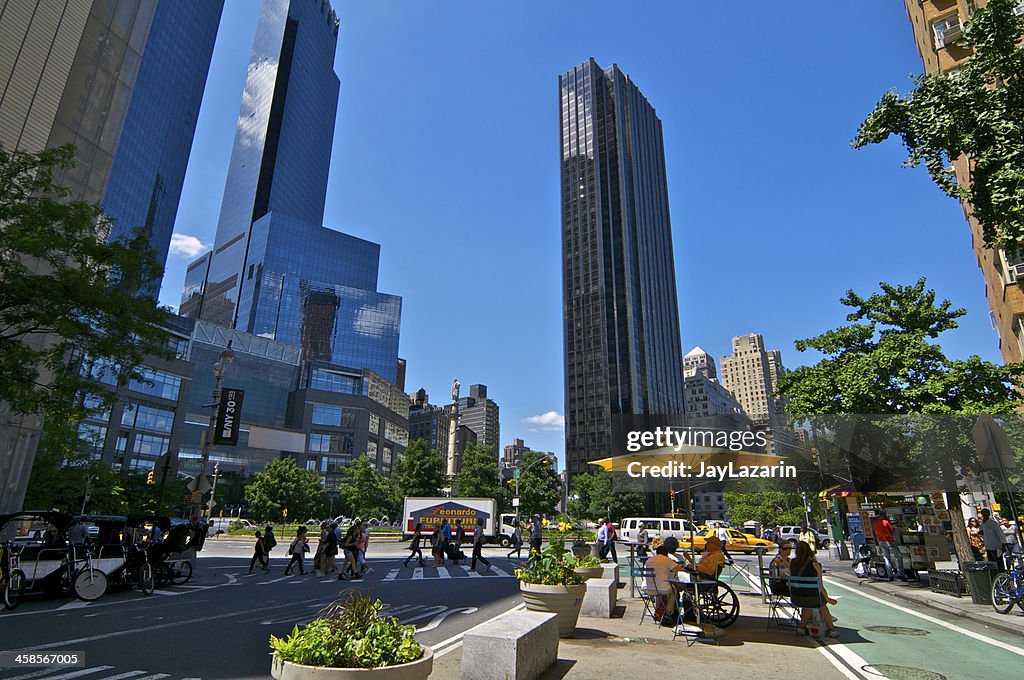 Manhattan Cityscape, People in Columbus Circle, , New York City