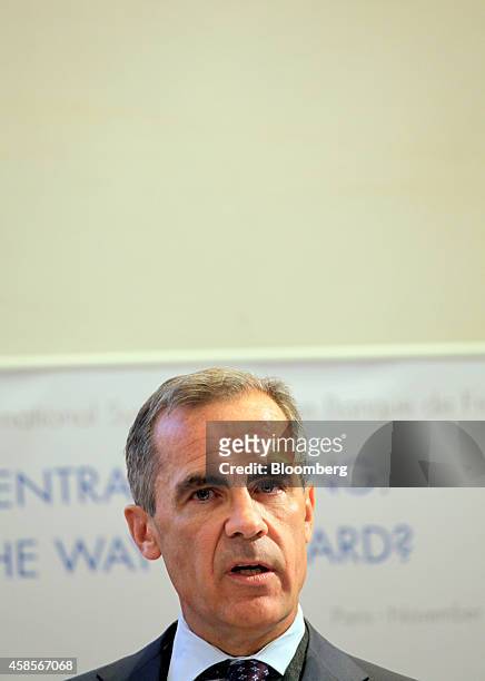 Mark Carney, governor of the Bank of England, speaks at the International Symposium of the Bank of France policy conference in Paris, France, on...
