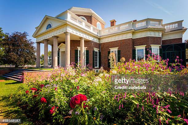 monticello, house of thomas jefferson in virginia, usa - colonnade residences stock pictures, royalty-free photos & images