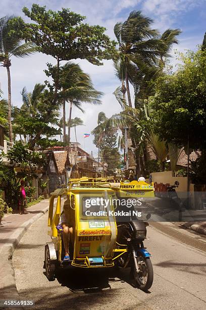 boracay - philippine tricycle - filipino tricycle stock pictures, royalty-free photos & images