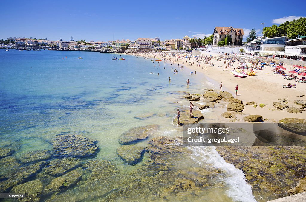 Beach in Cascais, Portugal on a hot summer day