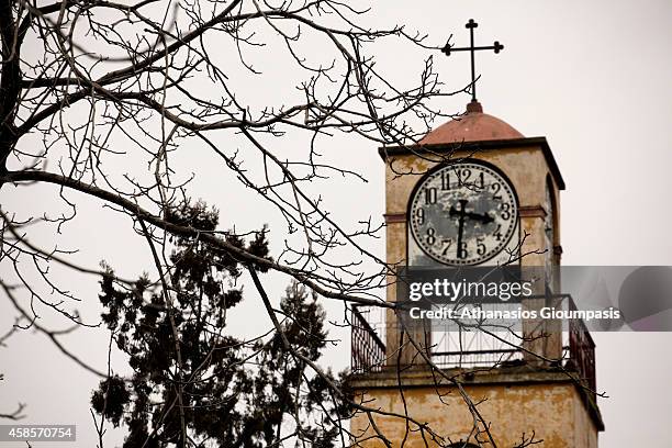 Abandoned village Haravgi on January 21, 2011 in Ptolemaida, Greece. Haravgi village was led to forced relocation because they were found at the...