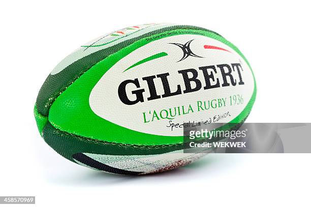 rugby ball on white background - rugby ball stock pictures, royalty-free photos & images