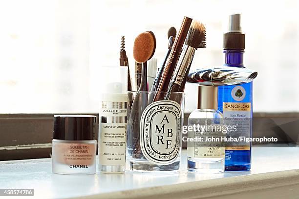 Founder of Into the Gloss, Emily Weiss's beauty essentials are photographed for Madame Figaro on January 24, 2014 in New York City. CREDIT MUST READ:...