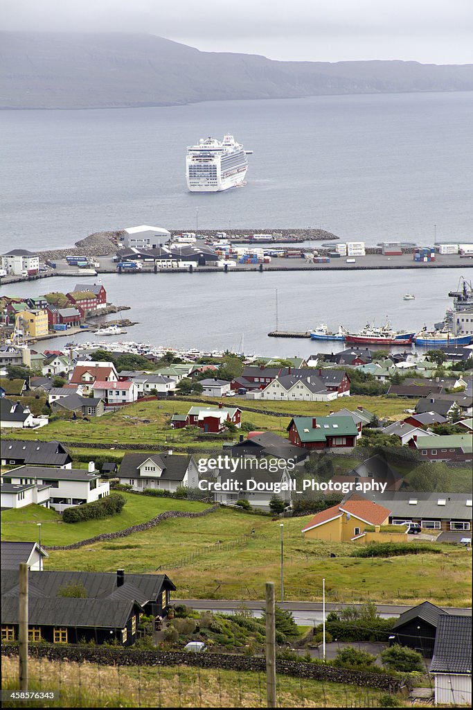 Vertical Image of Tórshavn Houses and Harbour on Faroe Islands