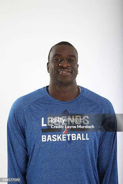 Assistant Coach Desagana Diop of the Texas Legends poses for a photo during Media Day on November 6, 2014 at the Dr. Pepper Center in Dallas, Texas....