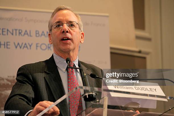 William Dudley, president and chief executive officer Federal Reserve Bank of New York, speaks at the International Symposium of the Bank of France...