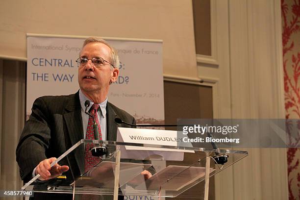 William Dudley, president and chief executive officer Federal Reserve Bank of New York, speaks at the International Symposium of the Bank of France...