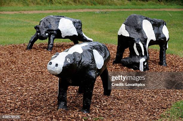 milton keynes, concrete cows. - milton keynes stockfoto's en -beelden